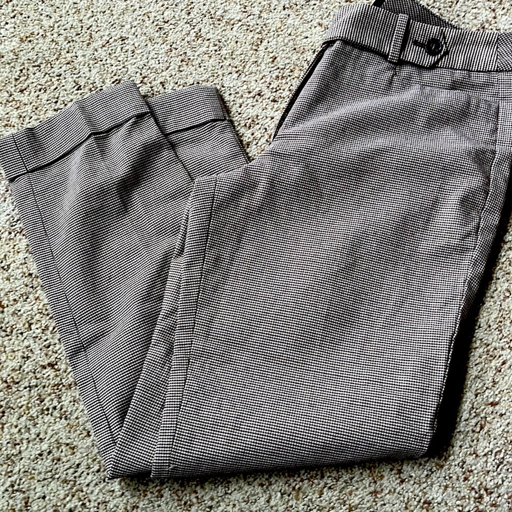 Talbots Black & White Micro-Check Straight Leg Pants